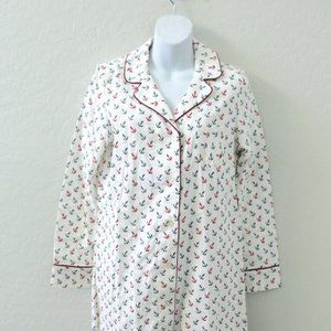Nautica Anchor Print Collar Sleep Dress Shirt Size S